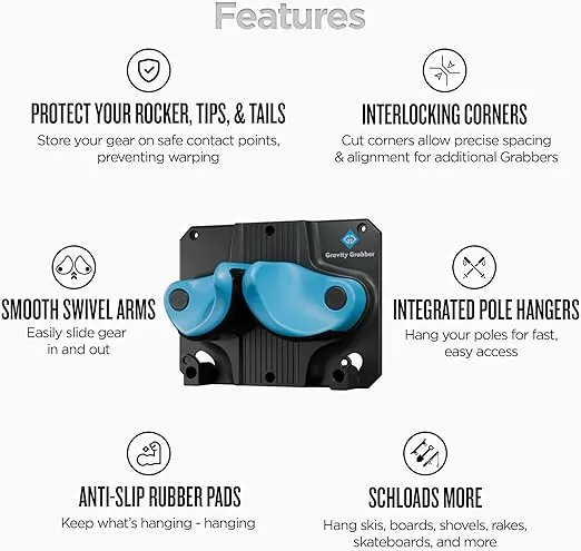 Ultimate Ski & Snowboard Wall Rack | Secure, Non-Slip Storage | Fits Any Ski/Board | Garage Organization | Ski Storage Rack | Snowboard Storage Rack | Winter Gear Organizer | 1 Pck