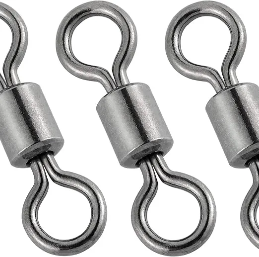Dr.Fish Barrel Swivels Fishing Swivels, Saltwater Swivels Fishing Tackles, Stainless Steel Swivels Rolling Fishing Swivels Black Nickel 7Lb to 1323 Lb