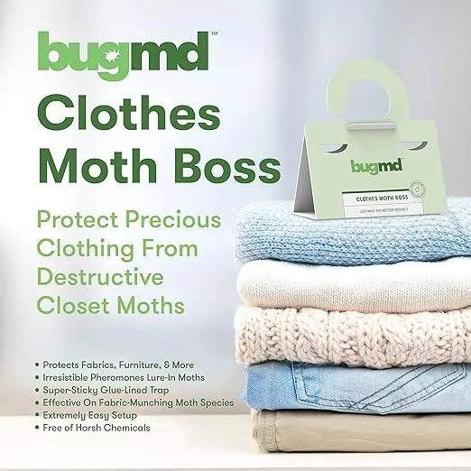 BugMD Clothes Moth Boss Traps (6 Count, Green) - Sticky Glue Bug Repellent Pheromone Attractor for Closets Wardrobes Cabinet Drawers, Moth Balls for Closet, Moth Traps with No Harsh Chemicals