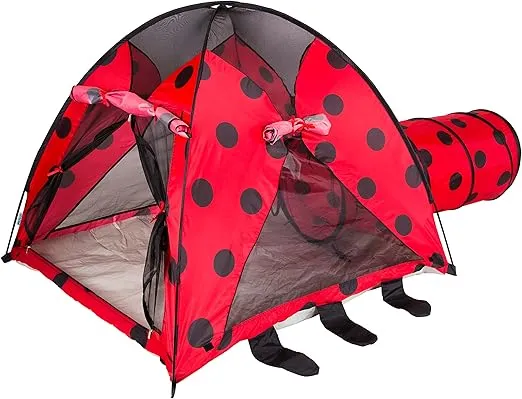 Pacific Play Tents 20420 Kids Lady Bug Dome Tent and Crawl Tunnel Combo for Indoor/Outdoor Fun (Pack of 2), Multicolor