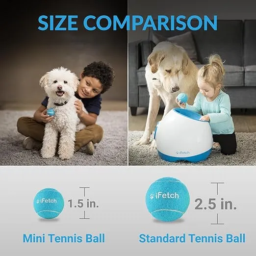 iFetch Mini Tennis Balls for Small and Medium Dogs, Toy Ball 5 Pack, Use Automatic Launcher Frenzy Brain Game, Blue, 1.5 Inch Diameter