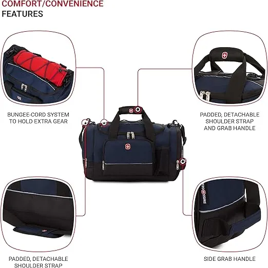 SwissGear Apex Duffle Bag for Travel and Gym with Bungee-Cord System