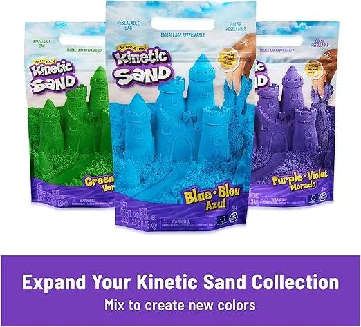 Kinetic Sand, Mold n’ Flow with 1.5lbs Red & Teal Play Sand & 3 Tools, Sensory Toys, Stocking Stuffers & Christmas Gifts for Kids Ages 3+