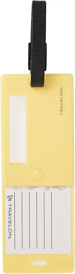 Travelon Set of 2 Luggage Tags, Neon Yellow, 6.63 x 3.5 x 0.13 Inches