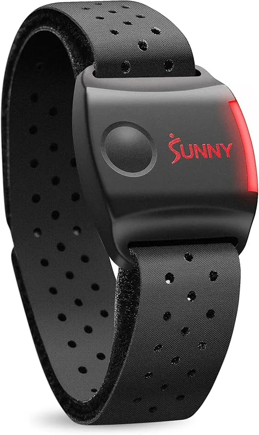 Sunny Health & Fitness Heart Rate Monitor Armband with LED Indicator, Step Counter, Comfortable Strap for Fitness, Training, Exercise and Bluetooth and ANT+ Enabled with Free SunnyFit App