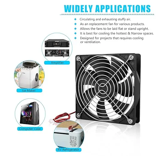 2-Pack 120mm Fan DC 12V Computer Fan 120mm x120mm x 25mm 2-Pin High Performance Cooling Fan
