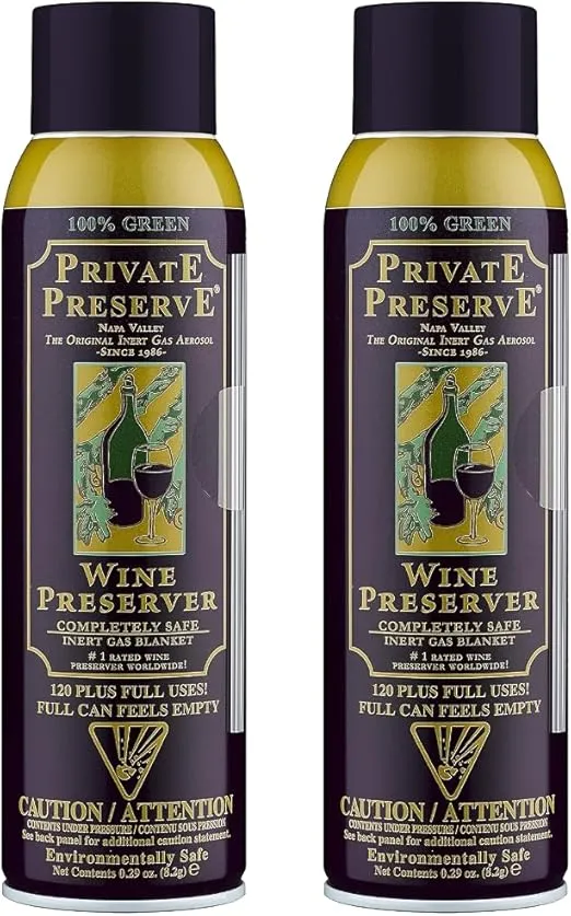 Wine Preservation System | 100% Green Gas Based | Suitable For All Wine, Port, Sake, Cognac, Whiskey, Fine Oil & Vinegar (Pack of 2)