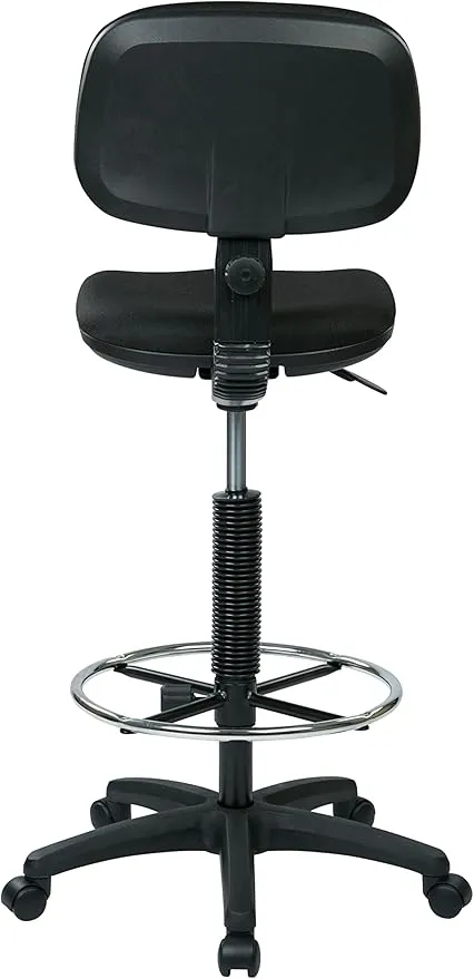 Office Star DC Series Adjustable Drafting Chair with Foot Ring and Sculptured Foam Seat, Icon Black Fabric