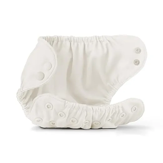 Esembly Cloth Diaper Outer, Swim Diaper, Waterproof Cloth Diaper Cover, Leak-Proof, Breathable Layer Over Prefolds, Flats or Fitteds, Reusable Diaper with Snap Closure - Size 2 (18-35lbs), Parchment