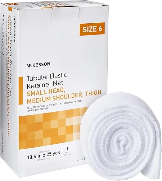 McKesson Tubular Elastic Retainer Net Dressing, Non-Sterile, Small Head, Medium Shoulder, Thigh, Size 6, 18 1/2 in x 25 yd, 1 Count, 1 Pack
