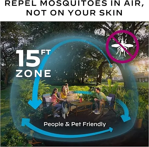 Thermacell Mosquito Repeller Patio Shield; Includes 12-Hour Refill; 15 Foot Zone of Protection; Highly Effective Mosquito Repellent for Patio; Deet Free Bug Spray Alternative; Scent Free