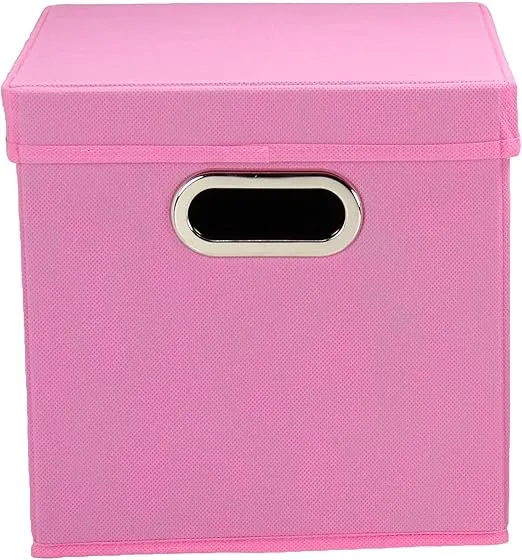 Household Essentials Cube Set with Lids, Pink, 2-Pack