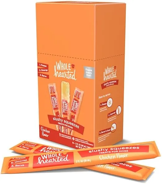 WholeHearted Slushy Squeeze Chicken Frozen POP Treats for Dogs, 2 fl. oz., Case of 15