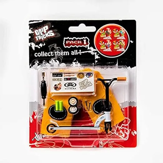 Grip and Tricks – Finger Scooter White Pack 1 with 2 Extra Wheels 3 Tools for Freestyle Finger Scooter and Accessories for Mini Fingerboards – Finger Toy 10 Pieces from 6 Years