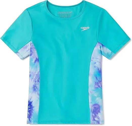 Speedo Girl's UV Swim Shirt Short Sleeve Printed Rashguard