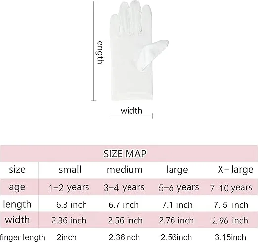 Ever Fairy Girl's Holiday, Wedding, or Pageant White Satin Gloves Princess Glove