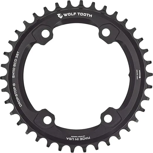 Wolf Tooth 110 BCD Spider Asymmetric 4-Bolt Gravel Road Bike Chainring for Shimano GRX Cranks (38 Tooth, Drop-Stop B, MTB)