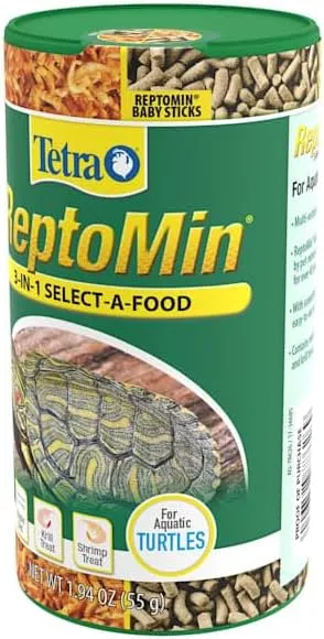 Tetra Reptomin 3-in-1 Select-A-Food and Treats Formulated for Aquatic Turtles, 1.56 oz.