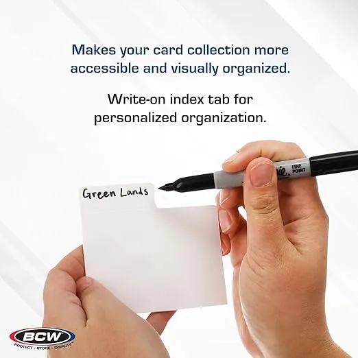 BCW Horizontal Trading Card Dividers - 10 ct | Archival Quality, Write-On Index Tab, 3 11/16 X 2 11/16 Inches | Fits Single Row Card Boxes| Card Collection Organizer Dividers