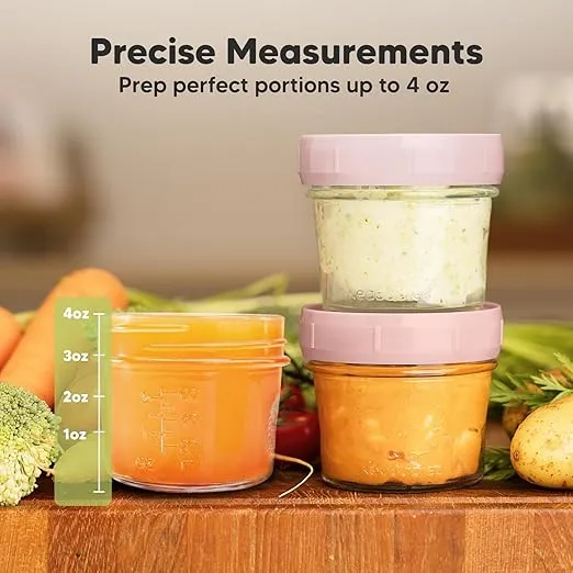 KeaBabies 12pk 4oz Glass Baby Food Containers - Leak-Proof, Microwavable Small Baby Glass Jars with Lids, Baby Food Storage Containers, Baby Snack Containers, BPA-Free Baby Food Jars (Pastels)