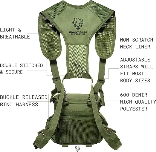 Boundless Performance Binocular Harness Chest Pack - Our Bino harness case is great for hunting, hiking, and shooting