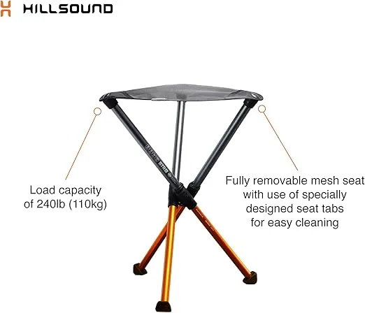 Hillsound BTR Stool for Ultralight Backpacking & Hiking, Lightweight Camping Chairs, Compact Portable Outdoor Seat