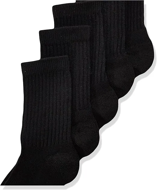 Hanes Boys' Socks, Double Tough Cushioned Crew Socks, 12-pair Packs
