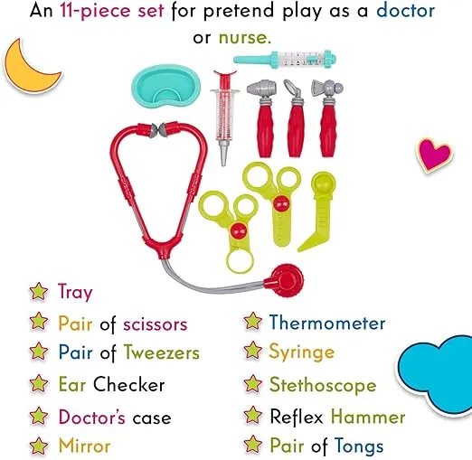 Battat – Pretend Play Doctor Set – Kids Nurse Toys – 10-Pieces & Carry Case – Toddler House Call Playset – 3 Years + – Deluxe Doctor Kit