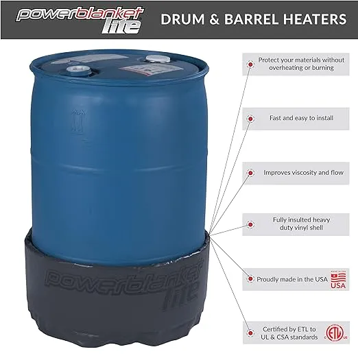 Powerblanket Lite PBL55 55-Gallon Drum Heater - Barrel Heater - Insulated Band Heater