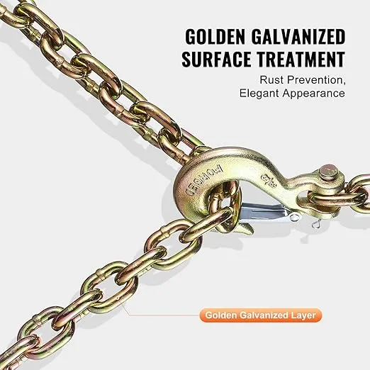 VEVOR G80 Transport Binder Chain, 3/8" x 2.9' 2-Pack Tow Chain with Clevis Snap Hook, 7100 lbs Safe Working Load, Heavy Duty Logging Chain for Transporting Towing Truck Tie Down Binding Equipment