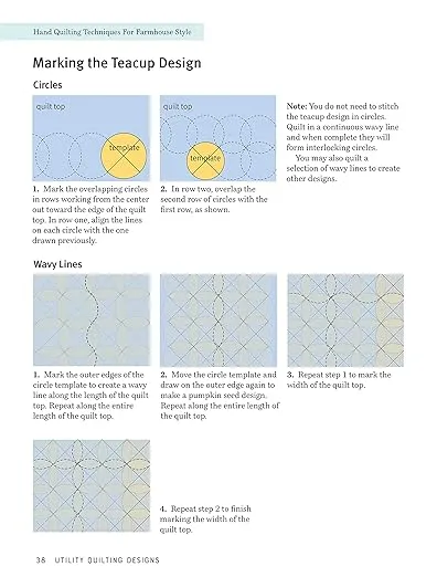 Hand Quilting Techniques for Farmhouse Style: Easy, Stress-Free Ways to Quickly Hand Quilt (Landauer) 32 Utility Designs, 11 Step-by-Step Projects, Stitches, Binding, Finishing, Basting, and More
