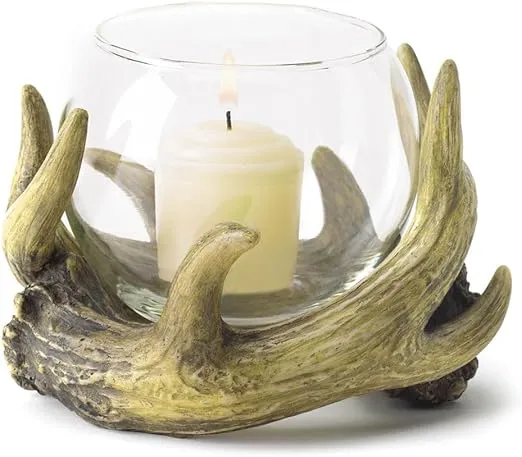 Gifts & Decor Rustic Antler Country Cabin Hunters Lodge Candleholder