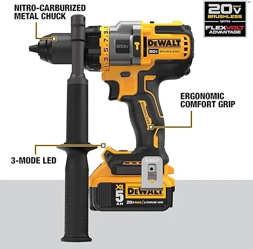 DEWALT FLEXVOLT ADVANTAGE 20V MAX* Combo Kit with Hammer Drill & Impact Driver, 5.0-Ah, 2-Tool (DCK2100P2)