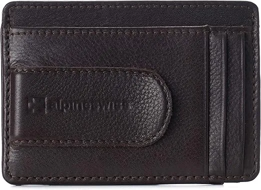 Alpine Swiss RFID Dermot Money Clip Front Pocket Wallet For Men Leather Comes in a Gift Box