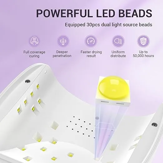 MelodySusie 54W UV LED Nail Lamp with UV Gloves Kit, Professional Nail Light for Gel Nails Fast Curing with Auto Sensor & 3 Timer Setting, UPF50+ Anti UV Glove for Nail Art Manicure Protection