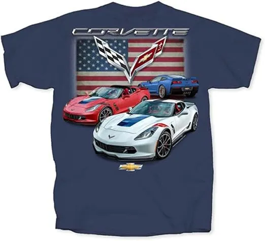 Joe Blow T's C7 Grand Sport Corvettes With Flag T-Shirt Dusk