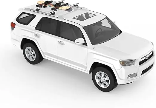 YAKIMA FatCat EVO 4, 4 Pair Skis or 2 Snowboard Universal Car Mount Travel Roof Rack w/Expandable Hinge, SKS Lock, and Tall Binding Clearance, Black