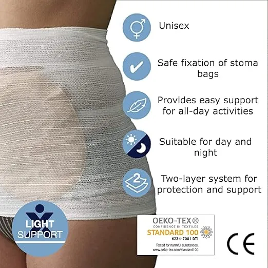 Corsinel StomaSafe Classic (Pack of 3) Ostomy/Hernia Light Support (White, S (31.5-39.5in) by TYTEX
