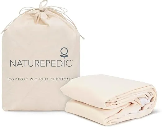Naturepedic Organic Waterproof Mattress Protector Pad - Washable & Reusable Fitted Stretch Knit Mattress Cover - Highly Absorbent Bed Incontinence Pads - Breathable Fitted Cover for Queen, 9"-16"