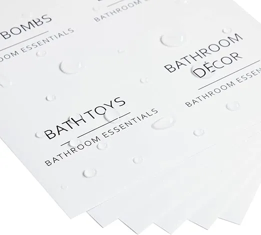 Talented Kitchen 174-Piece Set of Minimalist Bathroom Labels for Organizing Medicine Cabinets, Black Print on White Stickers for Makeup, Cosmetics, Shower Bottles (Water-Resistant)