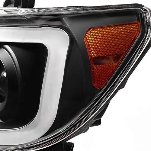 AKKON - For 2007-2013 Toyota Tundra | 2008-2017 Sequoia SMD LED Tube Black Housing Projector Headlights Replacement Pair Set
