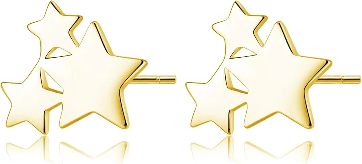 SLUYNZ Solid 925 Sterling Silver Star Earrings Studs for Women Teens Small Star Post Studs Earrings