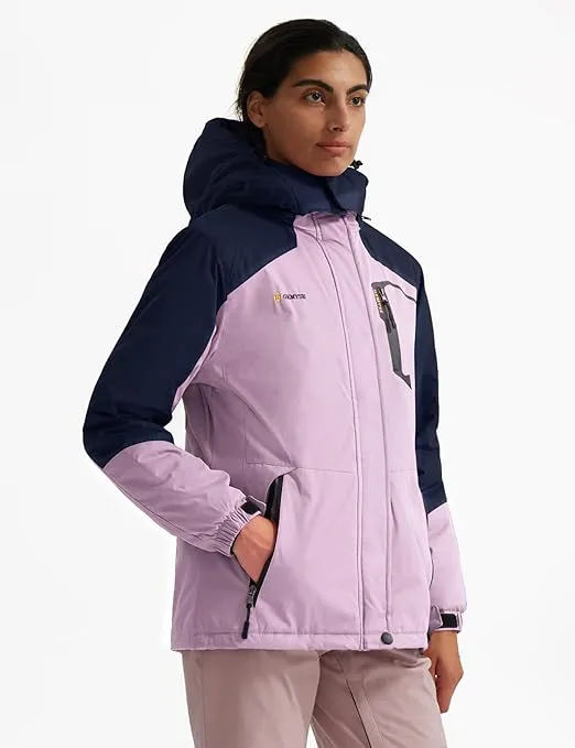 GEMYSE Women's Ski Snow Jacket Warm Winter Waterproof Coat Snowboard Rain Jacket Hooded Windproof Windbreaker