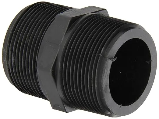 Banjo NIP150-SH Polypropylene Pipe Fitting, Short Nipple, Schedule 80, 1-1/2" NPT Male, 2-1/2" Length