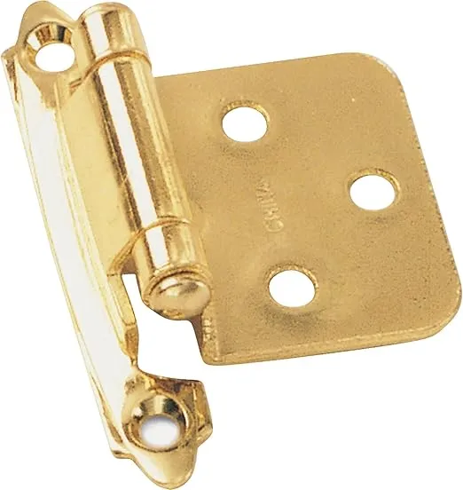 Laurey 28737 No Offset Polished Brass Semi Concealed Cabinet Hinges, 1 Count (Pack of 1)