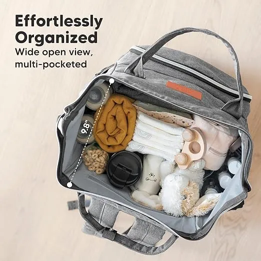 KeaBabies Baby Diaper Bag Backpack - Baby Bag for Boys, Girls, Waterproof Multi Function Baby Backpack, Large Diaper Bags for Baby Girl, Baby Boy, Travel Diaper Bag with Changing Pad (Classic Gray)