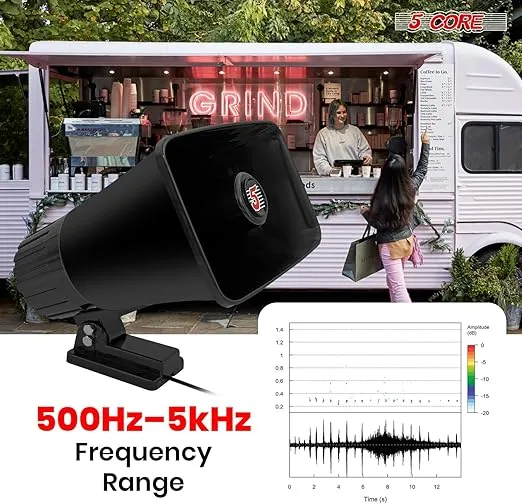 5 CORE Indoor Outdoor PA Horn Speaker 8 x 5 Inch Loud Commercial Paging System 8 Ohms 65 Watts Max Mounting Bracket & Hardware Included Black HW 508 BLK