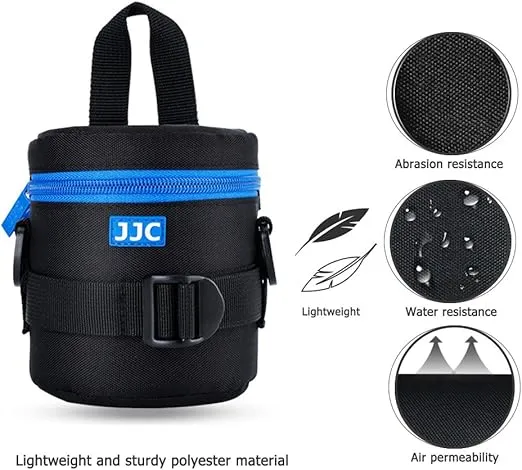 JJC Deluxe Lens Case Pouch Bag for Canon EF-S 18-55mm/EF 50mm f1.8/RF-S 18-150mm, Nikon AF-S 18-55mm/AF-P 18-55mm/AF-S 50mm f1.8, Fujifilm XC 16-50mm/XF 18-55mm & More Lens Below 2.95" x 3.93"(D x L)