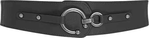 BlackButterfly Wide Elastic Stretch Retro Metal Interlock Buckle Belt