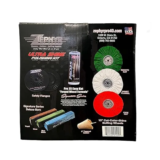 ZEPHYR CUSTOM POLISHING PRODUCTS Ultra Shine Metal Polishing Kit for Aluminum and Stainless on Semi and Lifted Trucks on Aluminum Forged Wheels